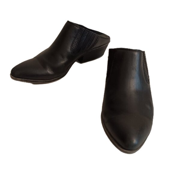 Frye Black Leather Slip-On Mule Clog Shoes Women’s Size 7M - Picture 16 of 16